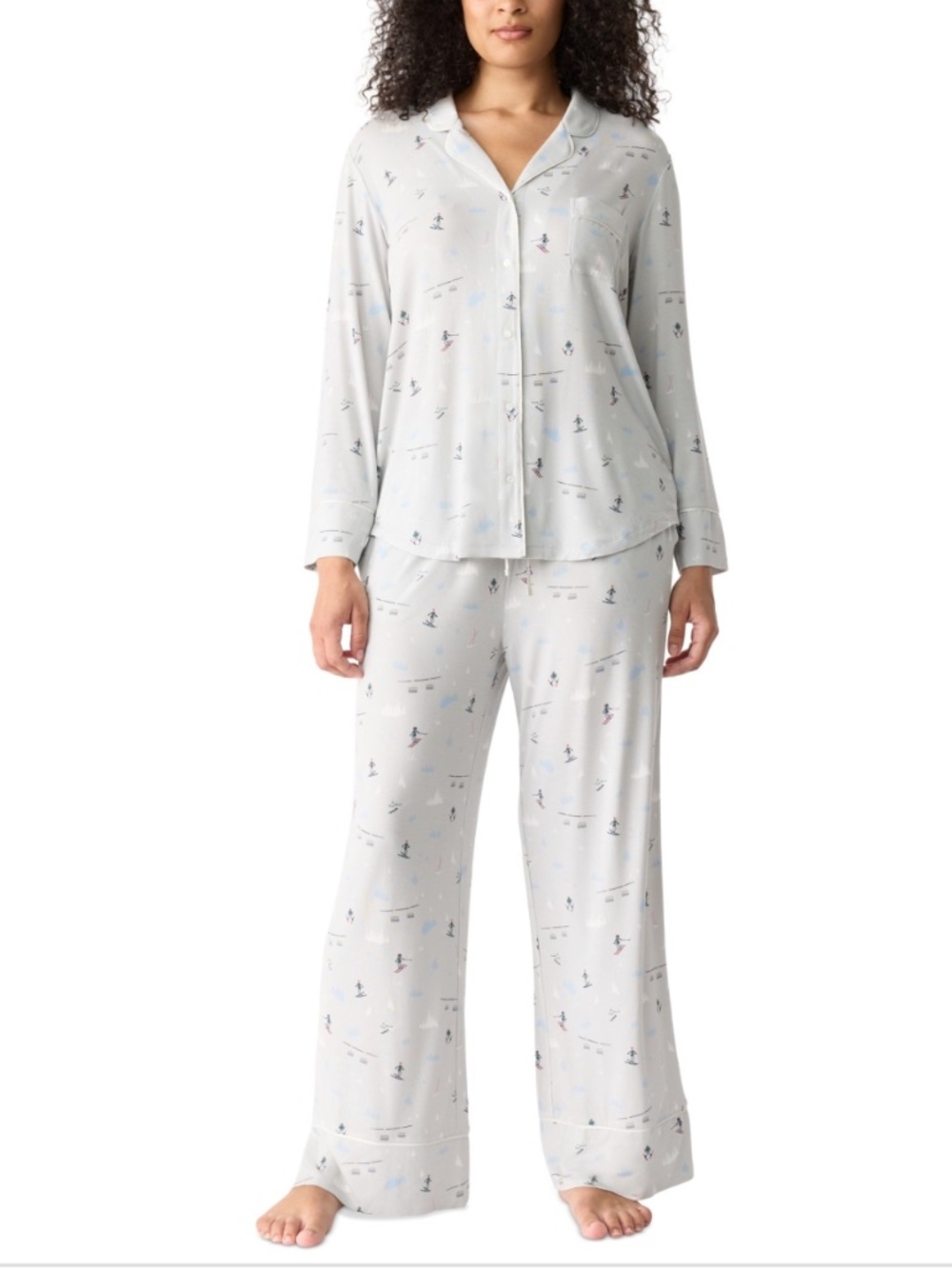 GAP GapBody Women's Jersey Long-Sleeve Pajama Coat Set Grey Alpine : Size XL